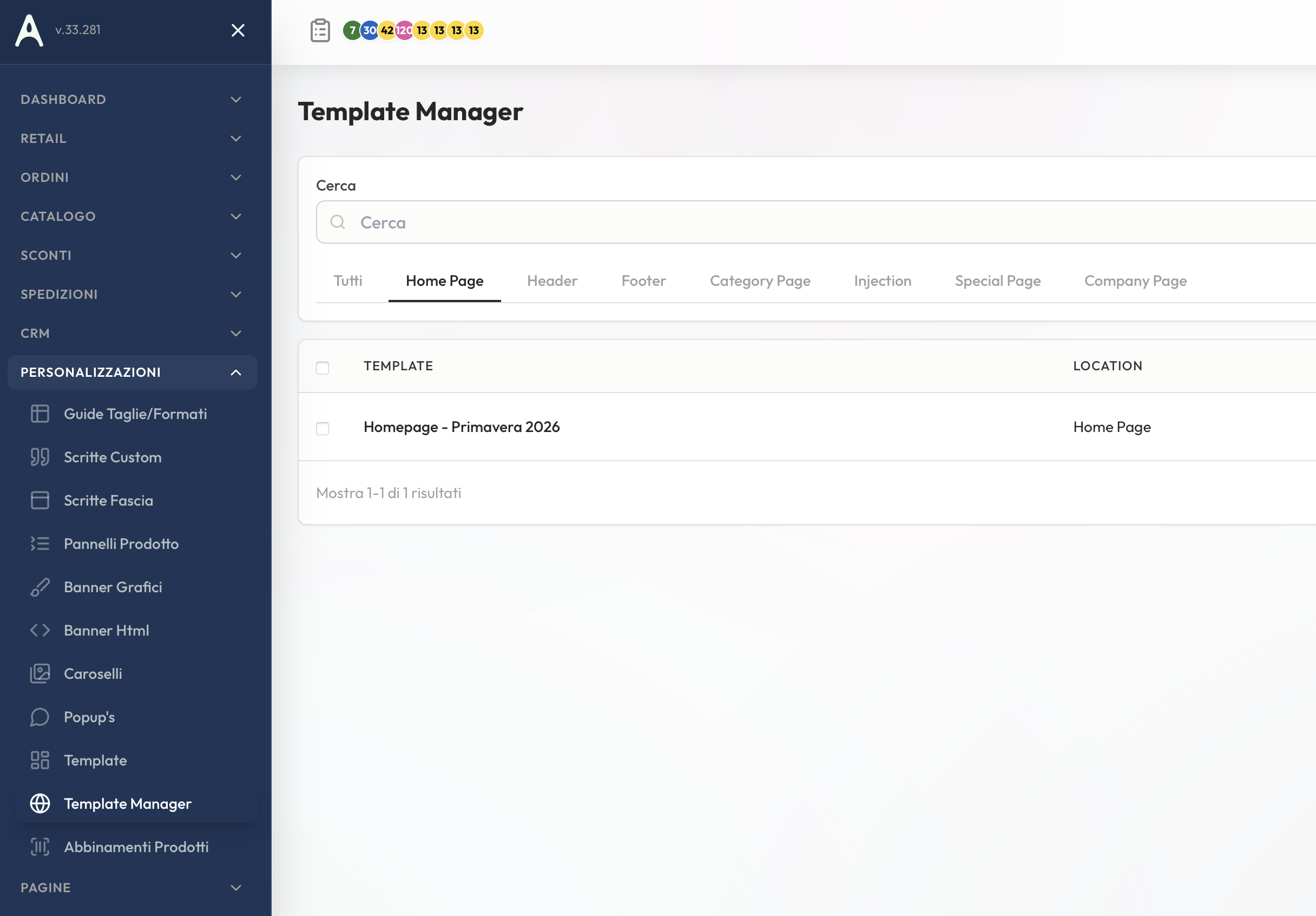 Regole di assegnazione template a pagine e paesi