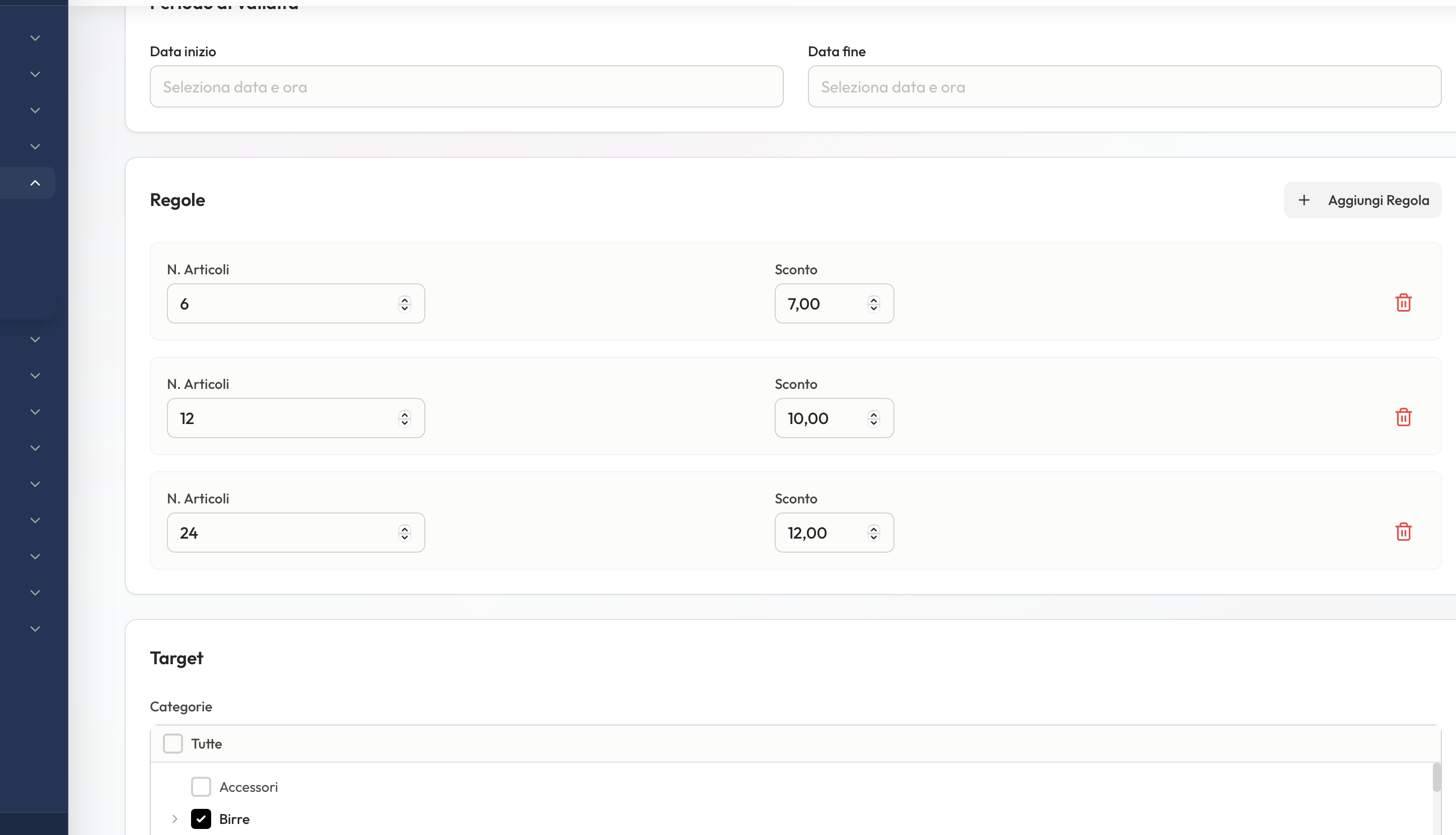 Form sconto bundle con regole a scaglioni