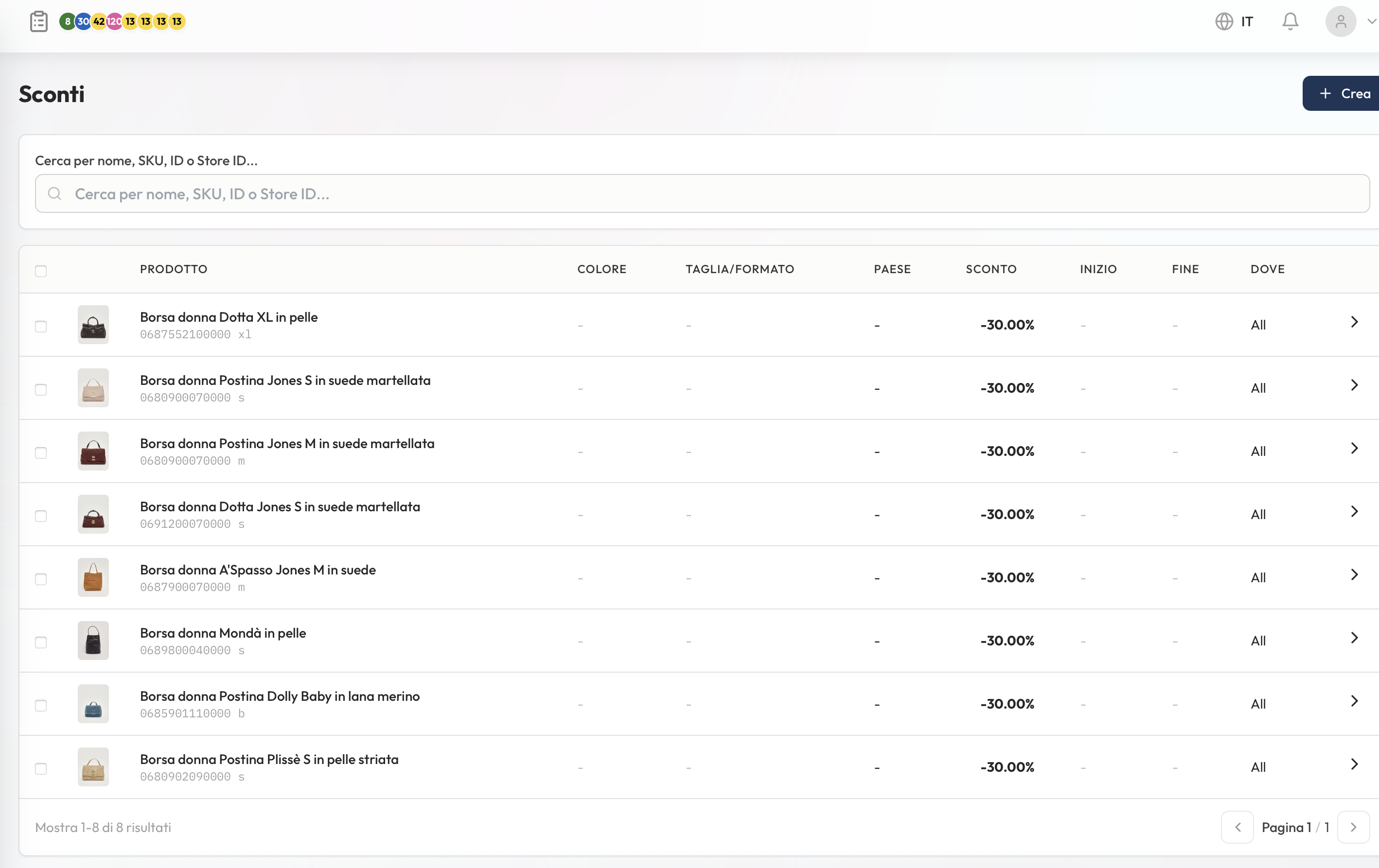 Form sconto prodotto con anteprima live