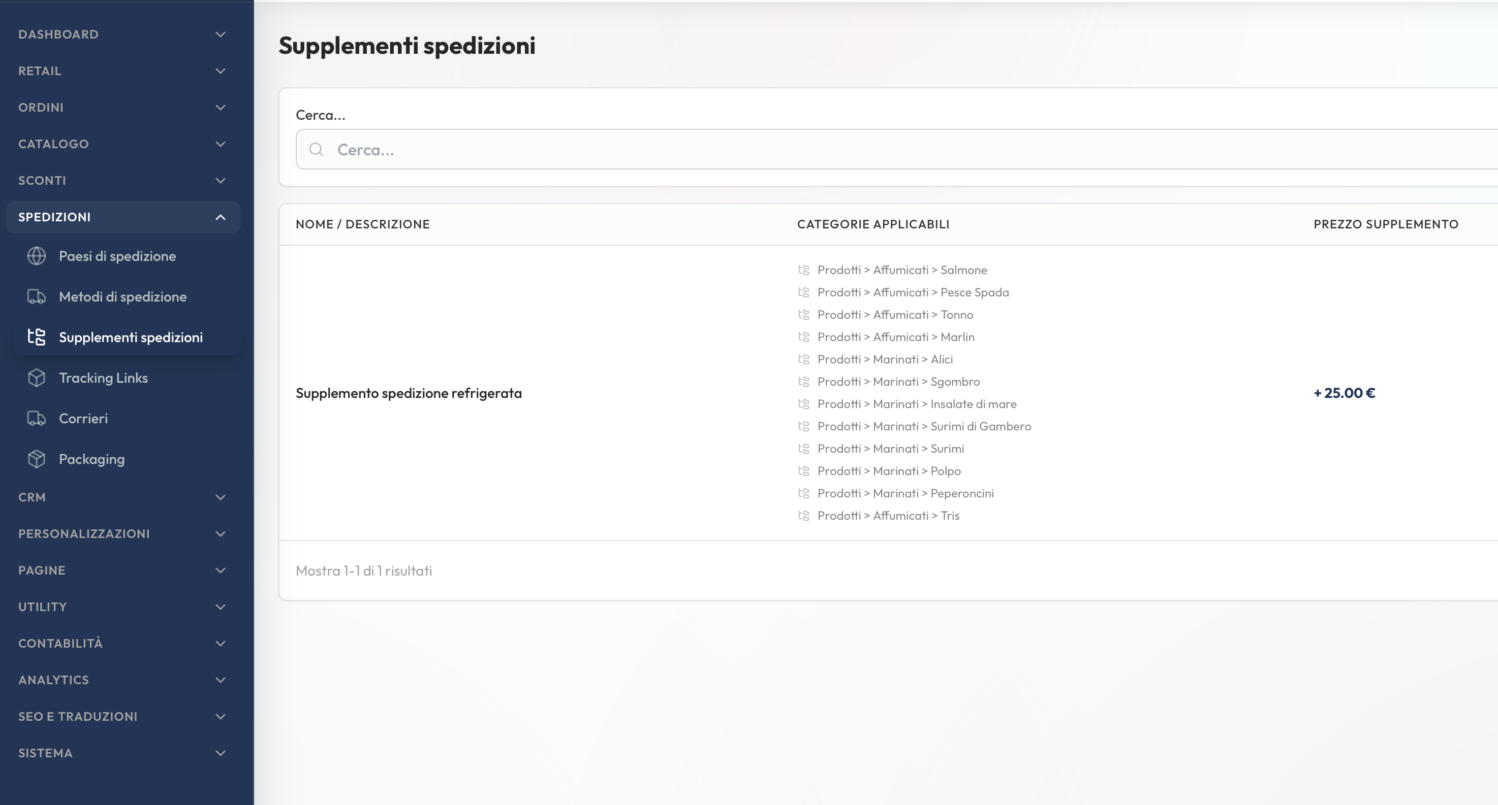 Supplementi di spedizione per categorie