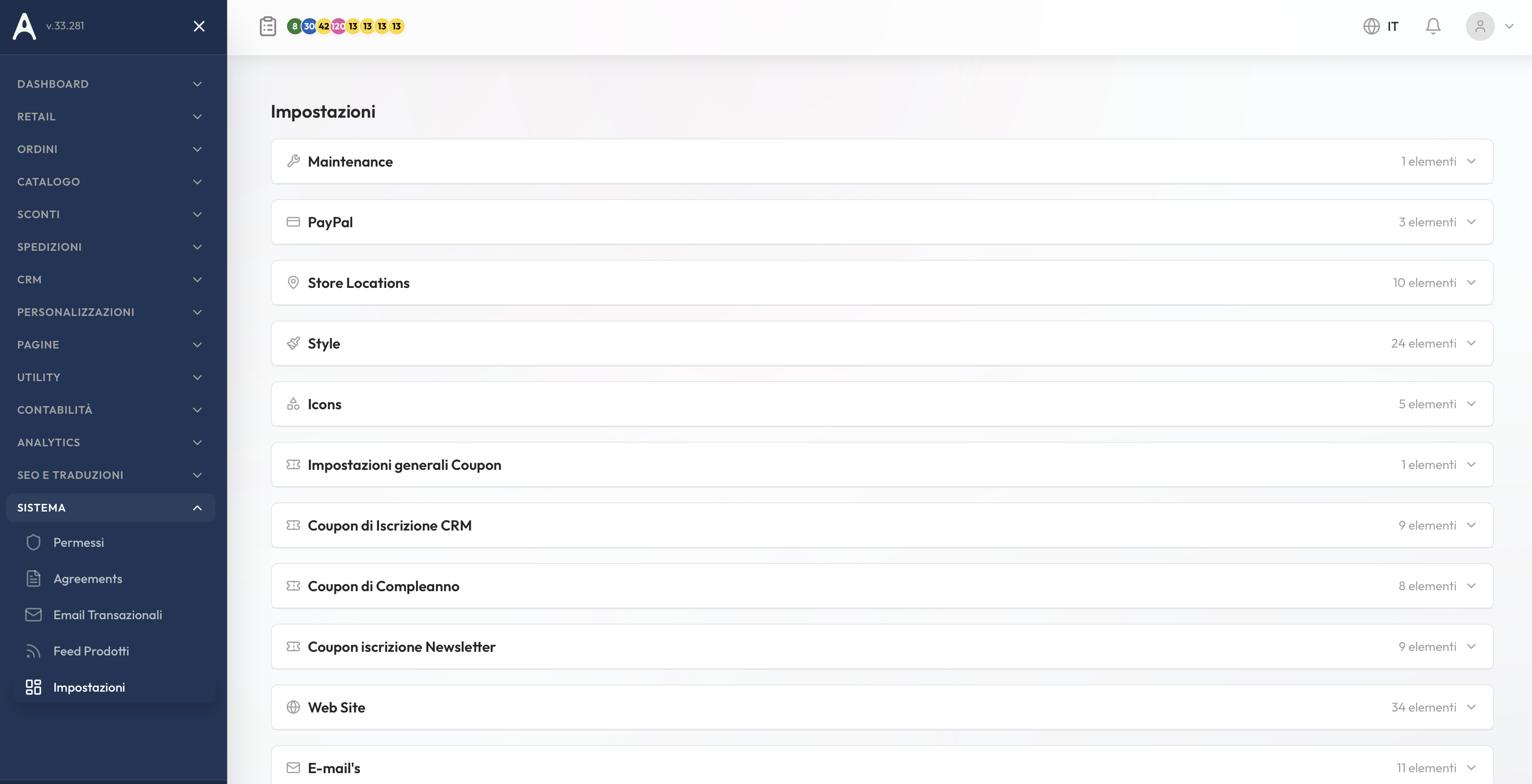 Pannello impostazioni piattaforma tipizzate con preview inline